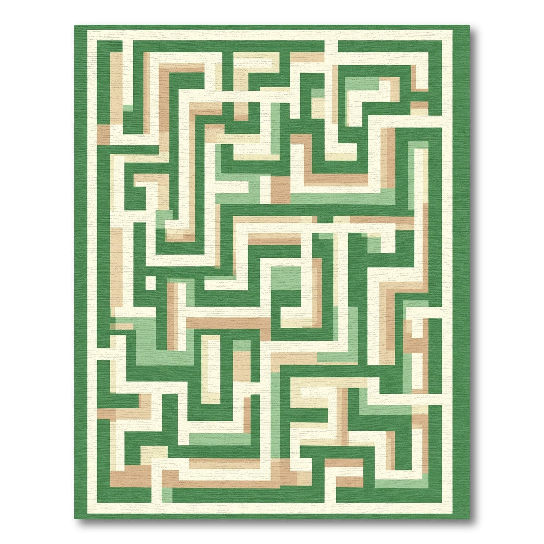 Green Beige Layered Maze Rug