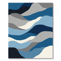 Abstract Wavy Blue Gray Landscape Rug
