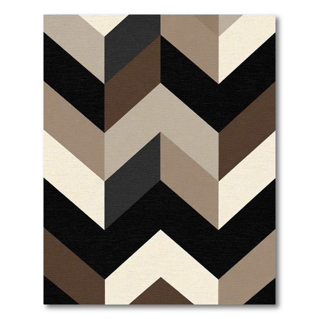 Brown Beige Black Chevron Angled Lines Rug