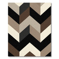 Brown Beige Black Chevron Angled Lines Rug