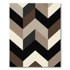 Brown Beige Black Chevron Angled Lines Rug
