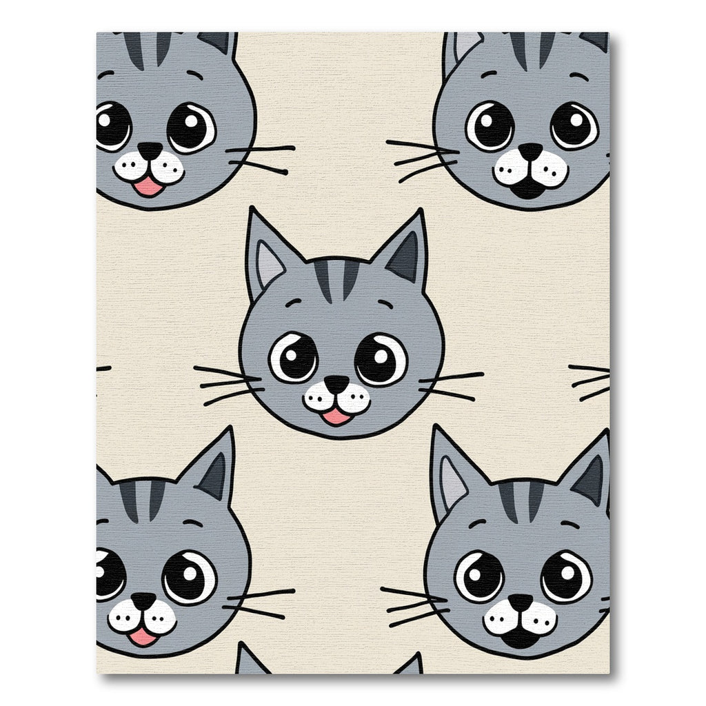 Adorable Gray Kitten Faces Pattern Rug