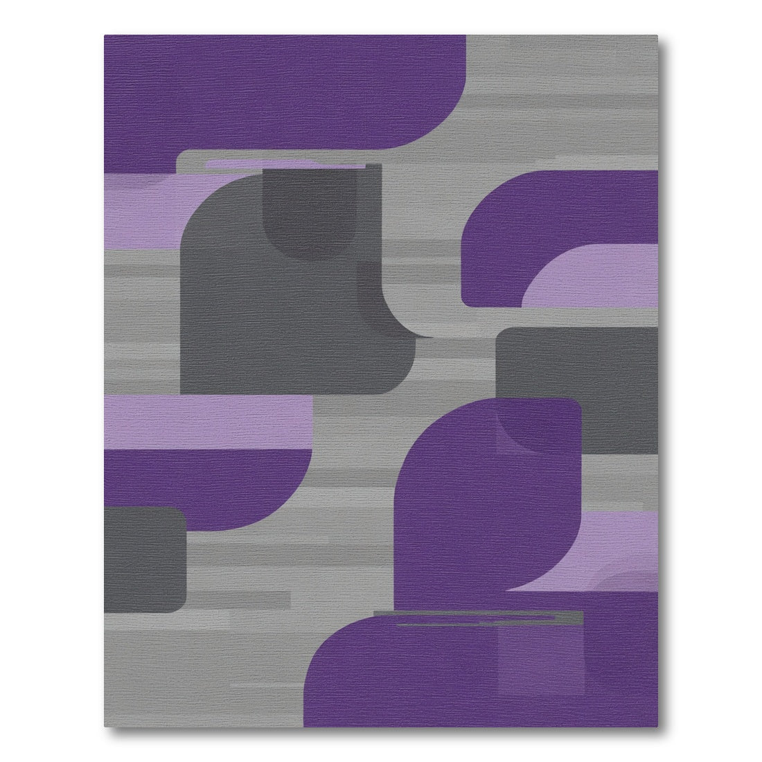 Abstract Purple Gray Geometric Stripes Rug