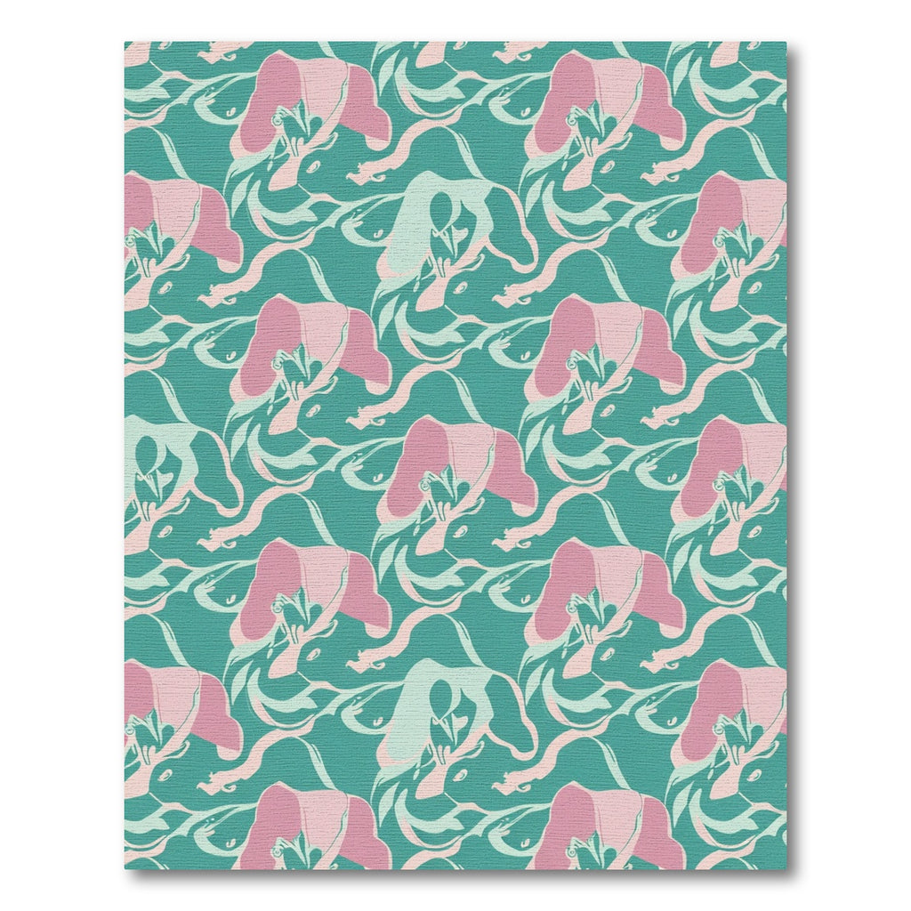 Pink Teal Abstract Flowing Orchid Rug