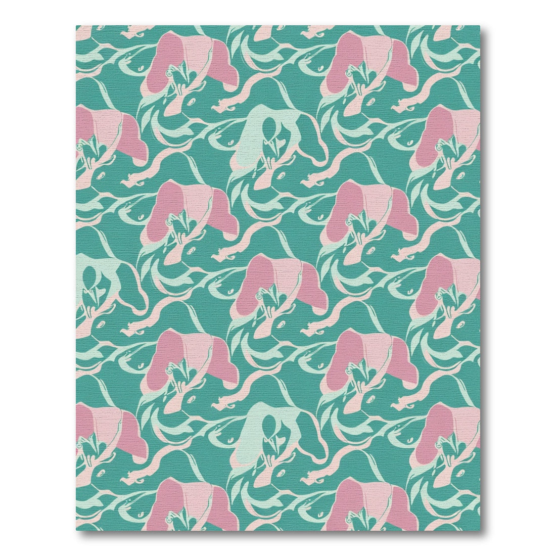 Pink Teal Abstract Flowing Orchid Rug