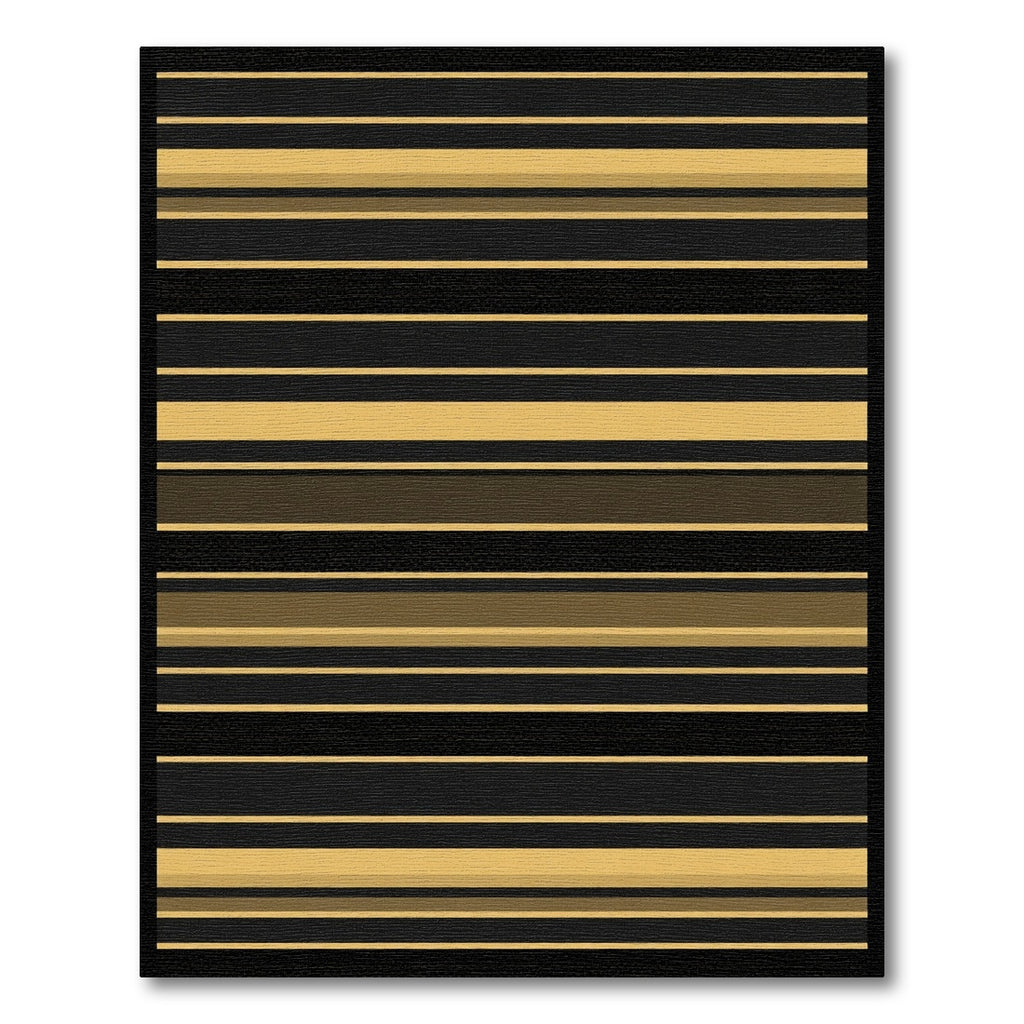 Golden Black Contemporary Stripe Rug