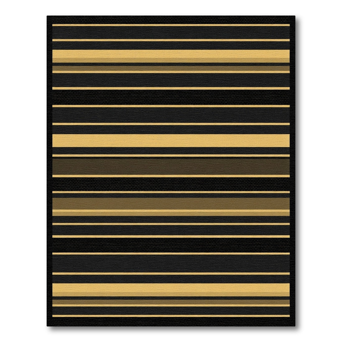 Golden Black Contemporary Stripe Rug
