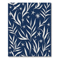 White leaves against midnight blue ground Rug