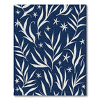 White leaves against midnight blue ground Rug