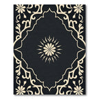 Black And Cream Floral Medallion Rug
