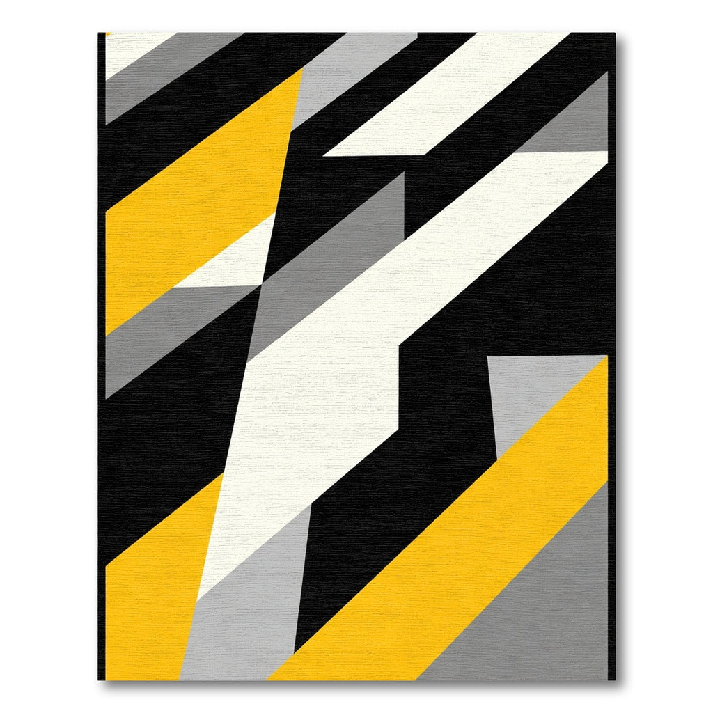 Bold Black Yellow Geometric Angles Rug