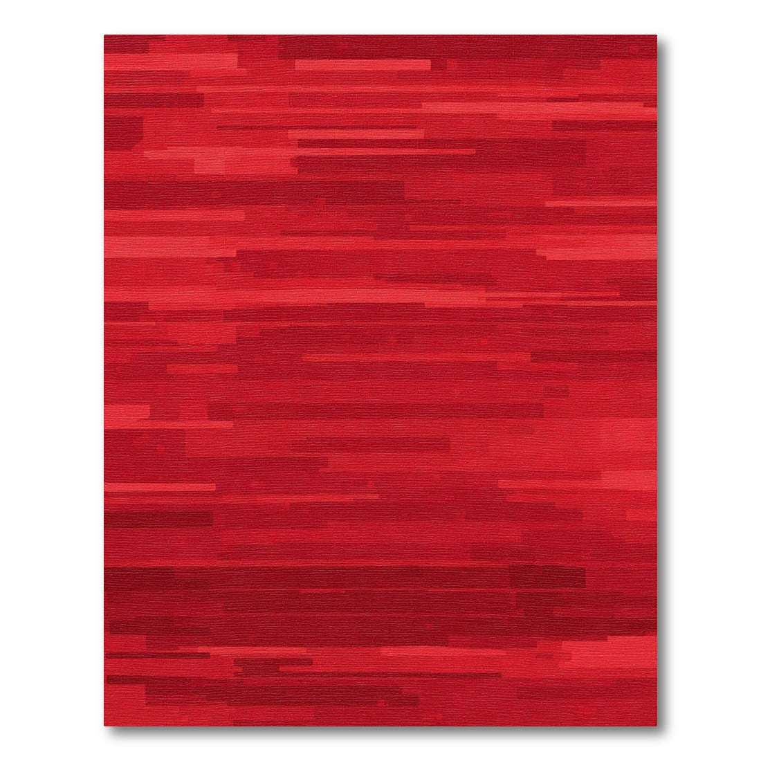 Crimson Red Horizontal Stripe Texture Rug