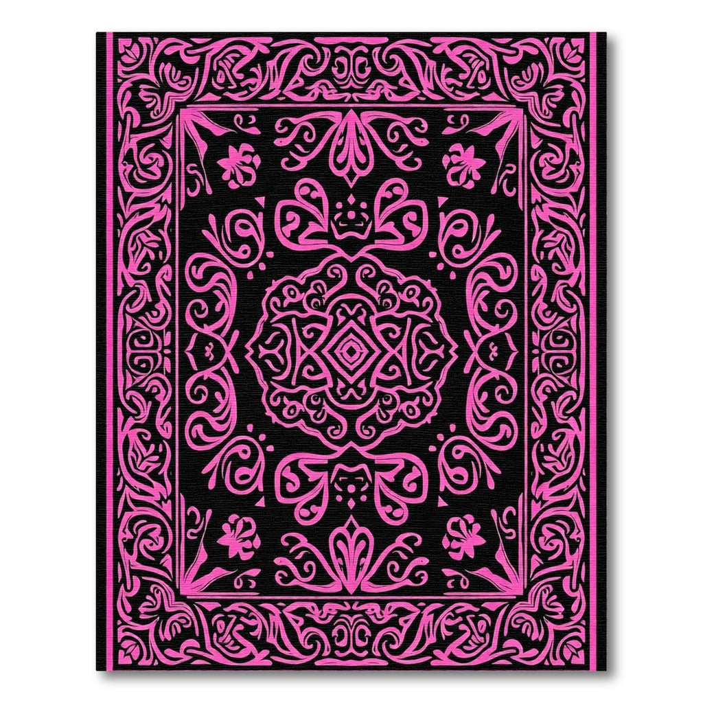 Hot Pink Floral Intricate Mandala Rug