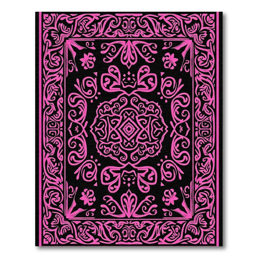 Hot Pink Floral Intricate Mandala Rug