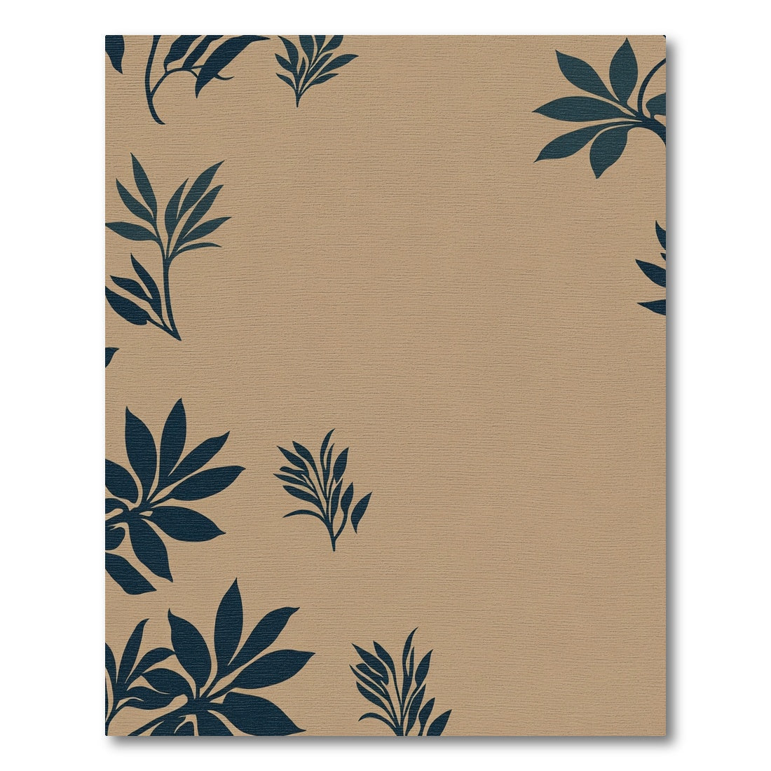 Deep Blue Botanical Branch Motif Rug