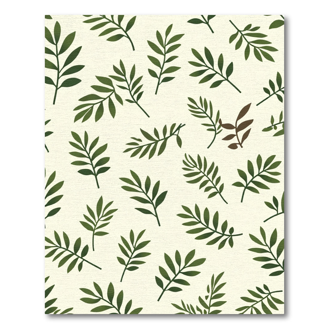 Olive Green Leafy Branches Botanical Rug