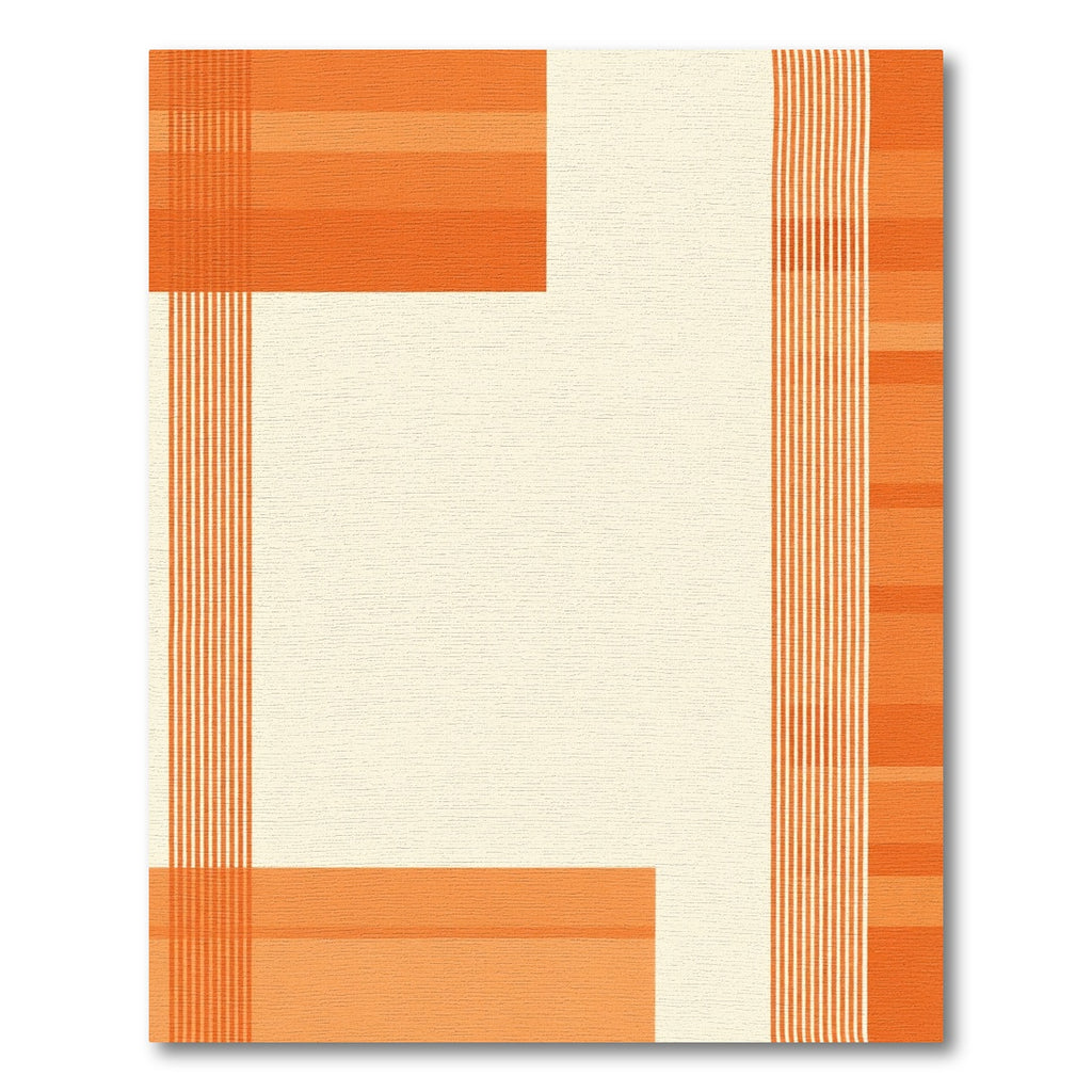 Warm Orange Linear Stripe Accent Rug