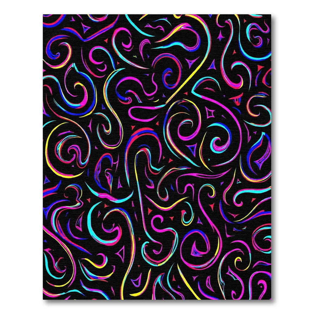 Neon Swirls Abstract Triangles Rug