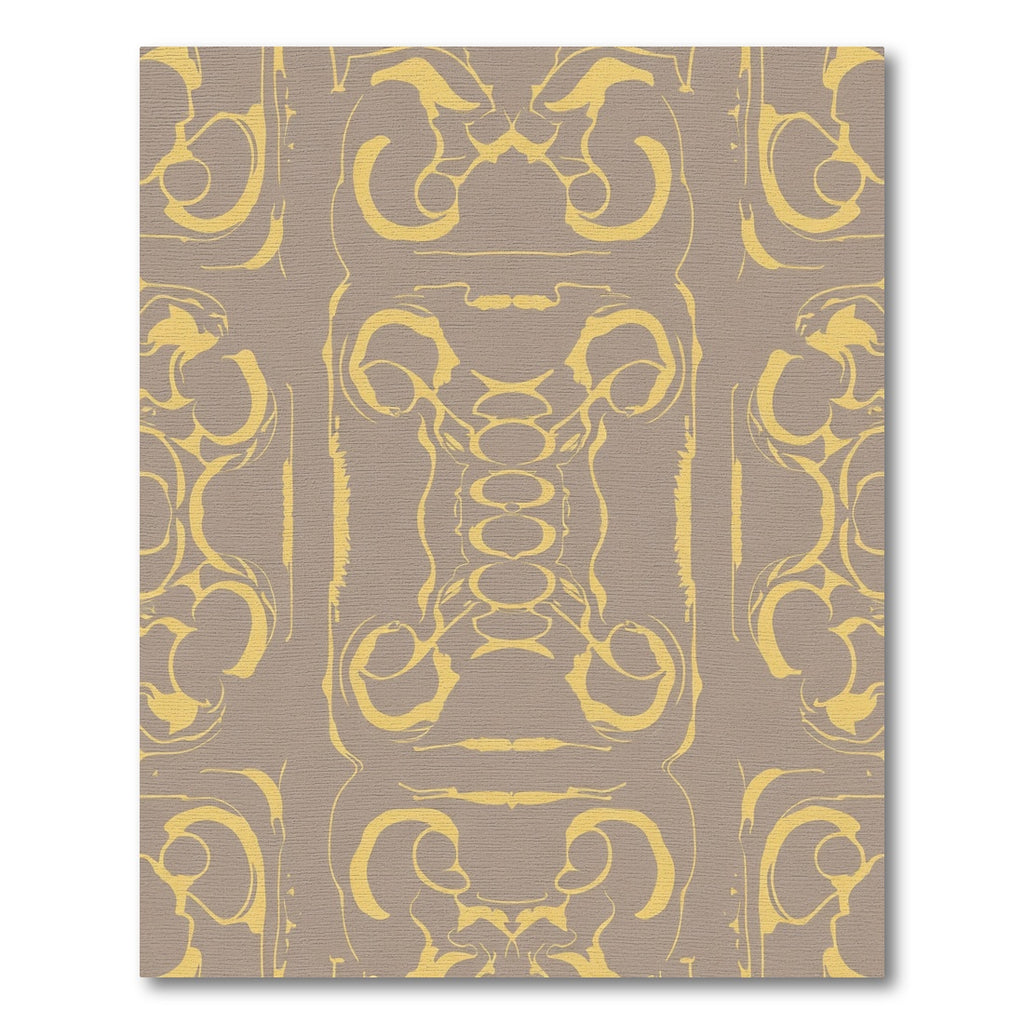 Golden Swirling Baroque Scroll Beige Rug