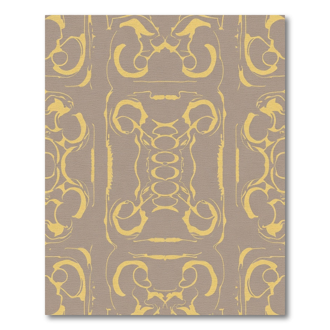 Golden Swirling Baroque Scroll Beige Rug