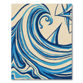 Modern Blue Wave Abstract Lines Rug