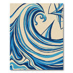 Modern Blue Wave Abstract Lines Rug
