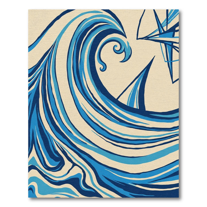 Modern Blue Wave Abstract Lines Rug