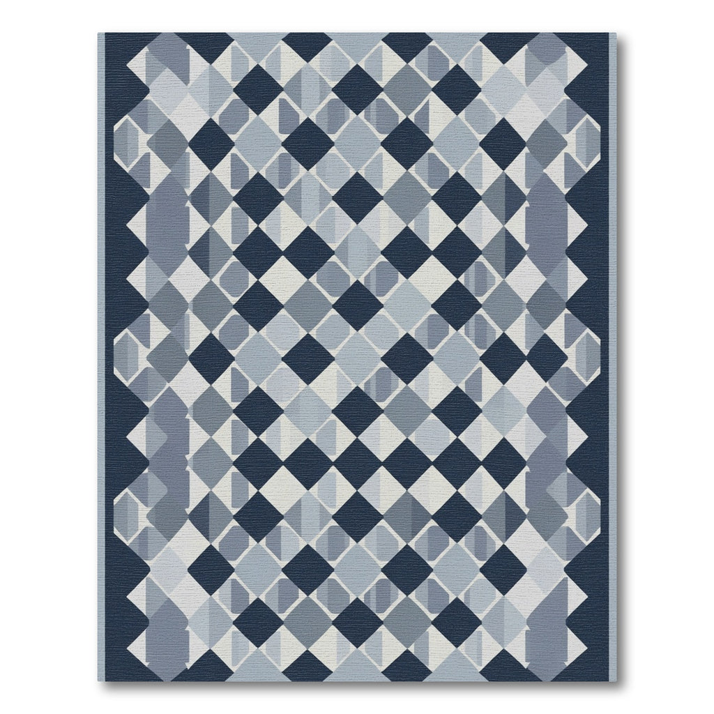 Navy Blue Diamond Lattice Rug