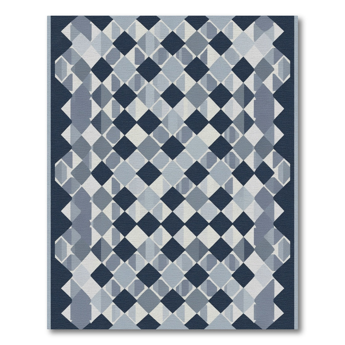 Navy Blue Diamond Lattice Rug