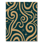 Deep Teal Swirling Stars Rug