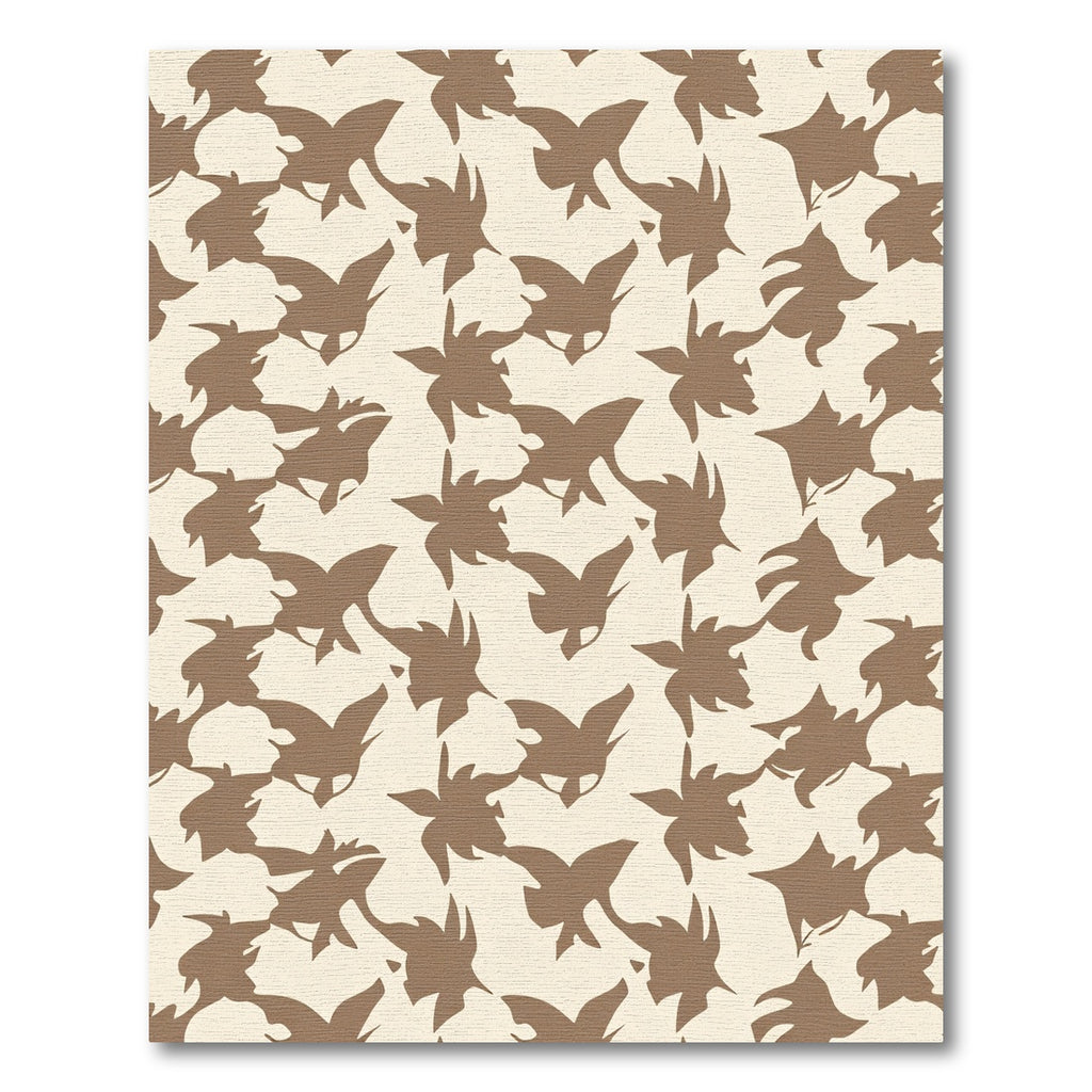 Cream Brown Abstract Leafy Swirl Rug