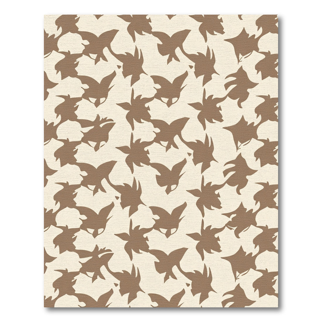 Cream Brown Abstract Leafy Swirl Rug
