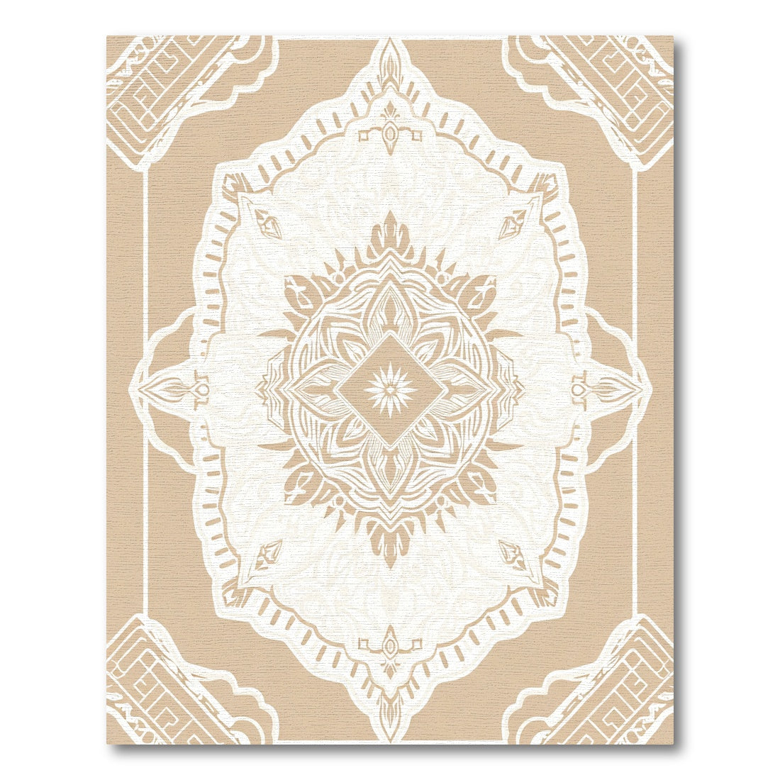 Neutral Beige Intricate Mandala Rug