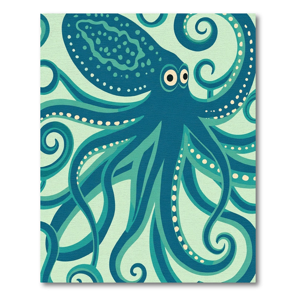 Teal Octopus Swirls Sea Creature Rug