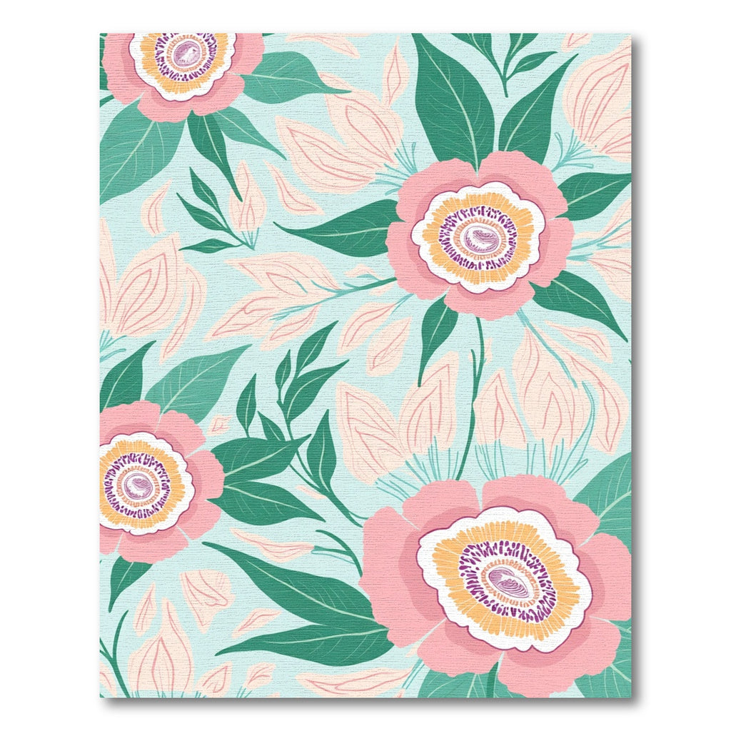 Coral Pink Blooming Floral Garden Rug