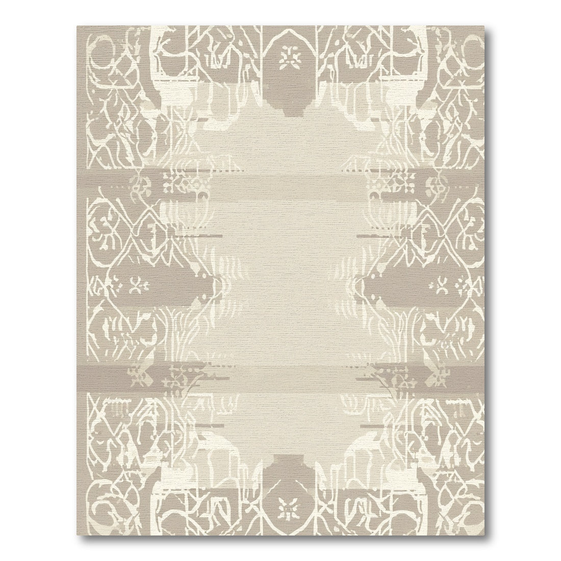 Neutral Earthy Archway Damask Rug