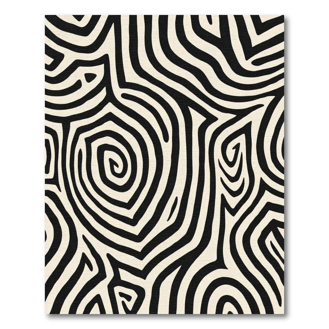 Organic Black And Ivory Swirl Lines Rug
