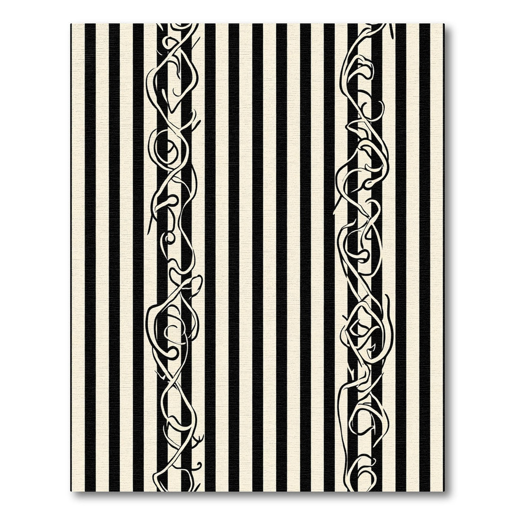 Black Cream Vertical Stripe Vine Rug