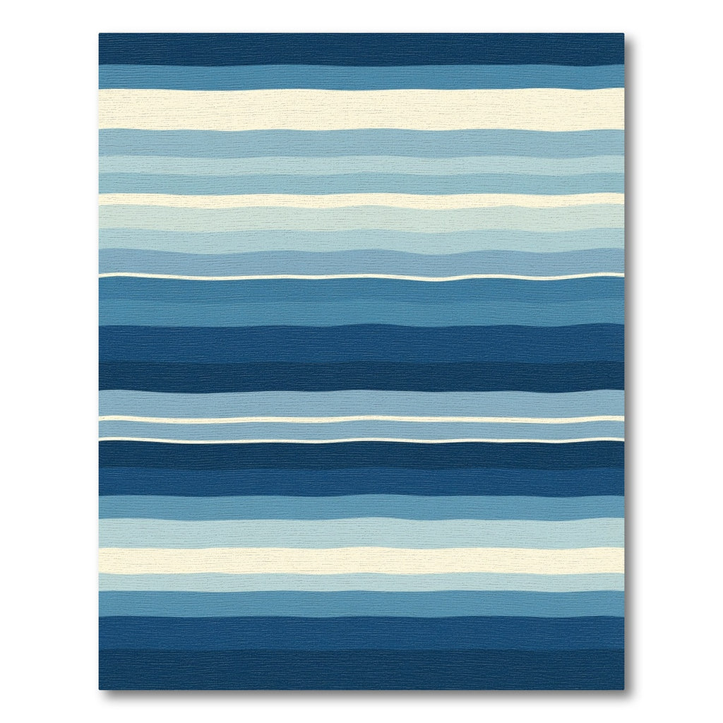 Wavy Blue Striped Abstract Rug