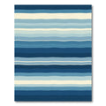 Wavy Blue Striped Abstract Rug