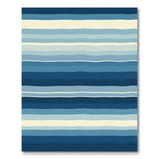 Wavy Blue Striped Abstract Rug