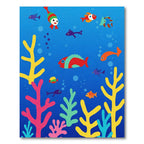 Whimsical Fish Coral Reef Scene Rug