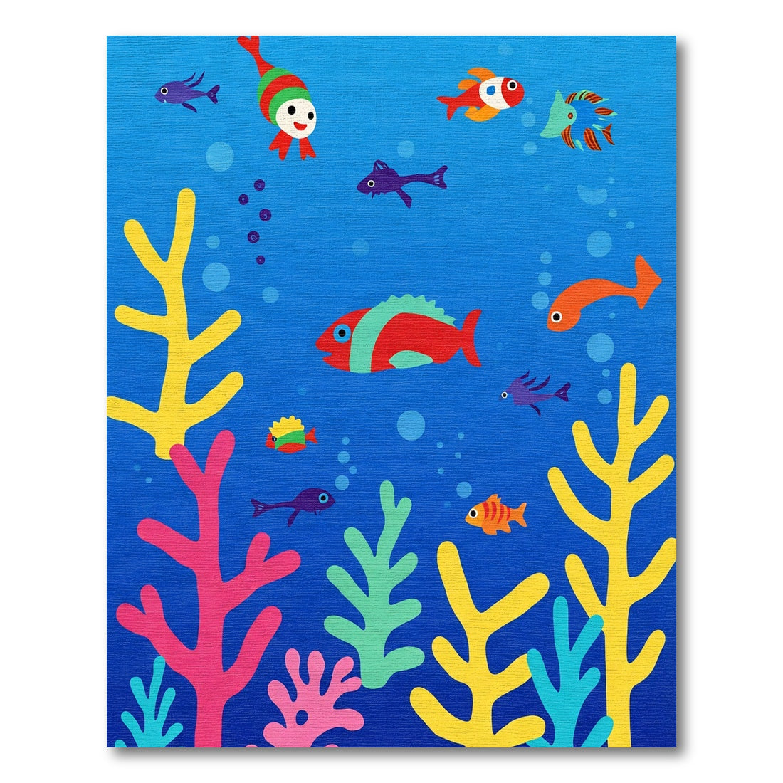 Whimsical Fish Coral Reef Scene Rug