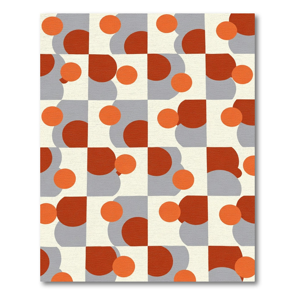 Orange Gray Retro Circle Grid Rug