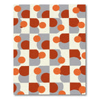 Orange Gray Retro Circle Grid Rug