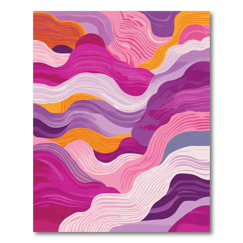 Vivid Magenta Abstract Wavy Stripes Rug