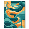 Cool Tones Orange Wave Abstract Rug