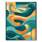 Cool Tones Orange Wave Abstract Rug