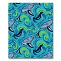 Blue Green Ocean Whales Swirls Rug