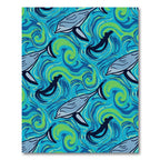 Blue Green Ocean Whales Swirls Rug